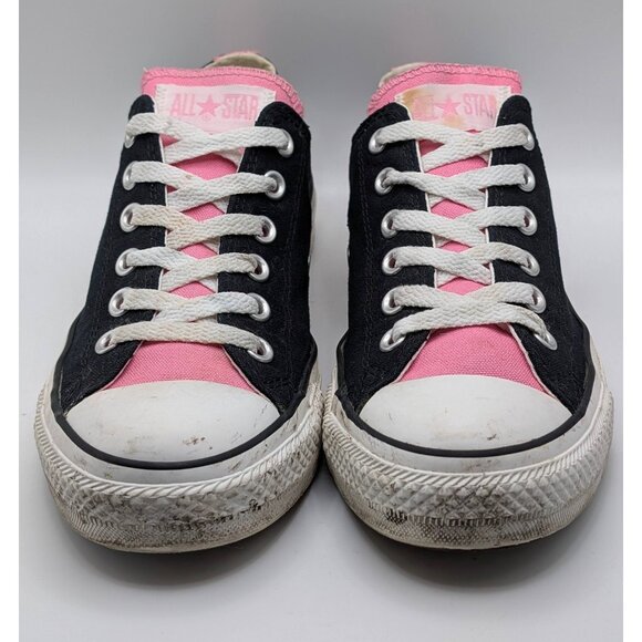 CONVERSE ALL STAR Womens Size 8.5 Canvas Low Top Sneakers Black Pink Chucks Lace - Picture 3 of 8